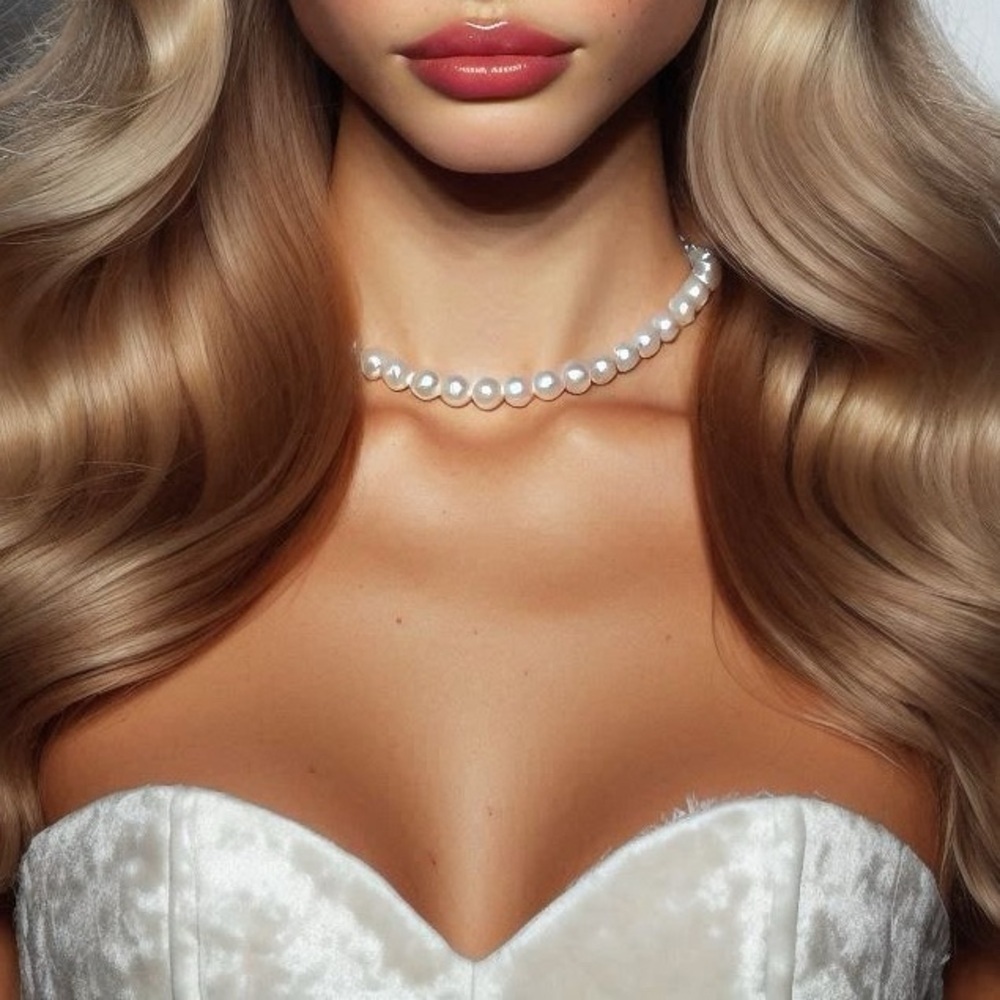 Timeless White Faux Pearl Necklace with Lustrous Sheen​​​​​​